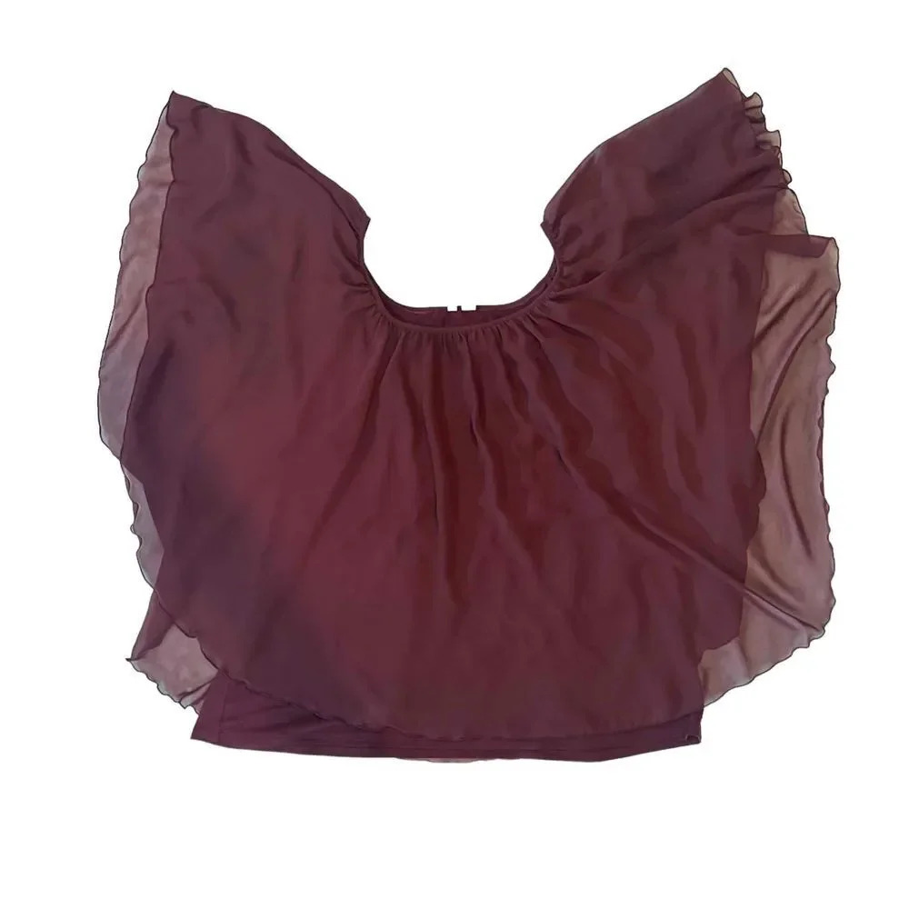 Est. 1946 Garnet Off-Shoulder Ruffle Detail Elastic Neckline Solid Blouse XL